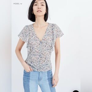 Madewell Multicolor Floral V-Neck Blouse